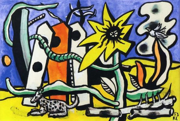 Dog, Flower And Bird by Fernand Léger