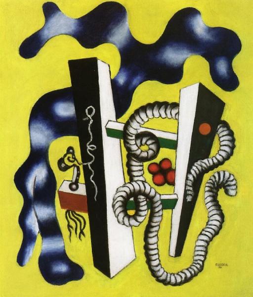 Elements Of Fence And Rope On A Yellow Background by Fernand Léger