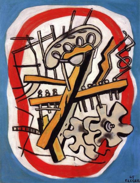 Mechanical Element On A Blue Background by Fernand Léger