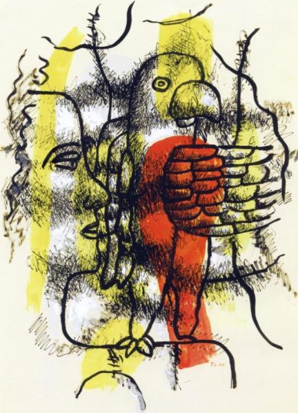 Profile And Parrot by Fernand Léger