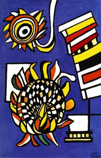 Two Sunflowers On A Blue Background by Fernand Léger
