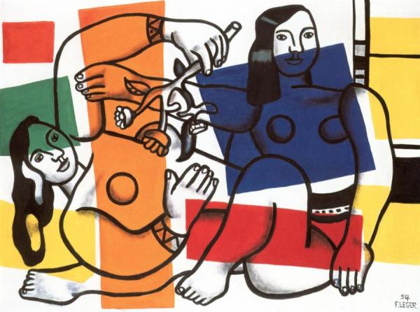 Two Women Holding Flowers by Fernand Léger