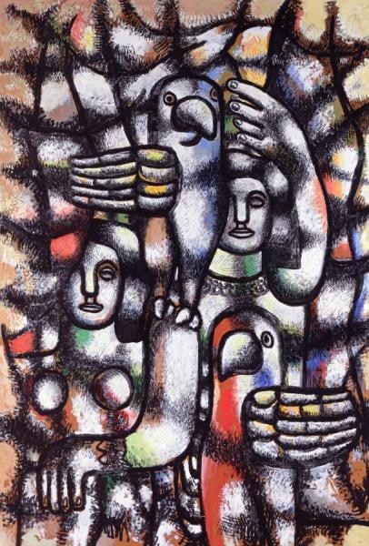 Woman With Parrots by Fernand Léger