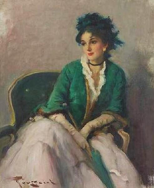 Elegant Woman With Parasol by Fernand Toussaint