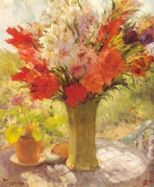 Flowers On A Sunny Table by Fernand Toussaint