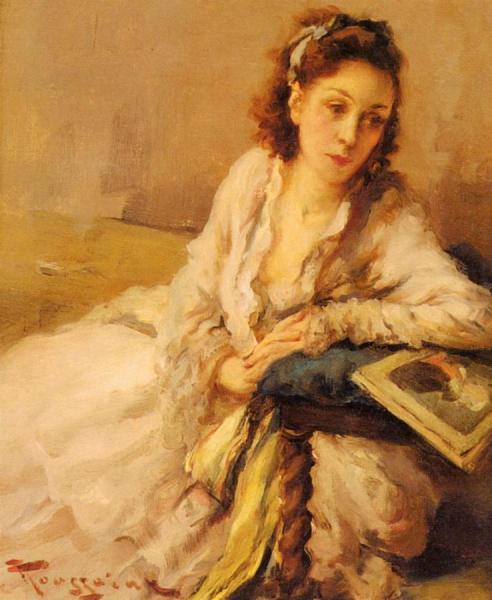 Lady Resting On A Cushion by Fernand Toussaint