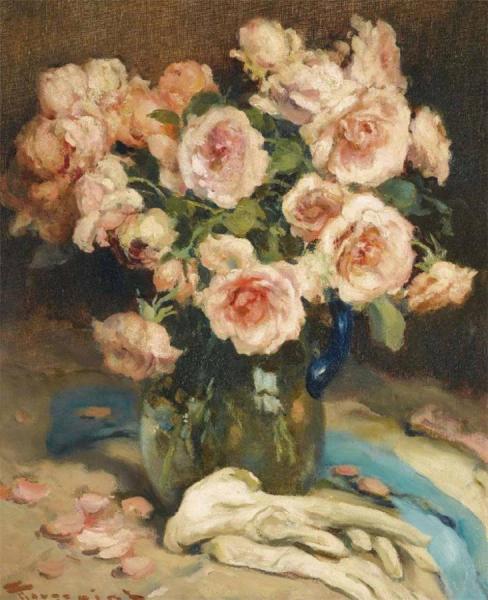 Roses In A Glass by Fernand Toussaint