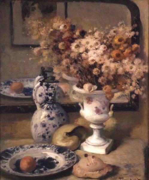 Still-life With Delft Porcelain by Fernand Toussaint