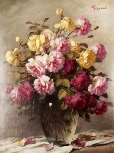 Fernand Toussaint Vase Of Roses