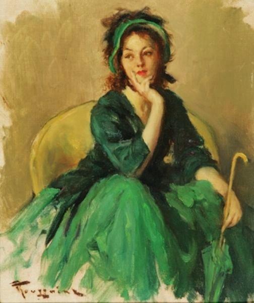 Woman And Parasol by Fernand Toussaint