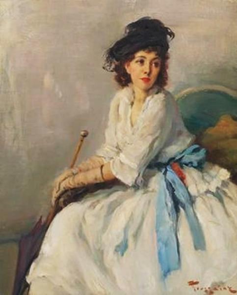 Woman And Parasol by Fernand Toussaint