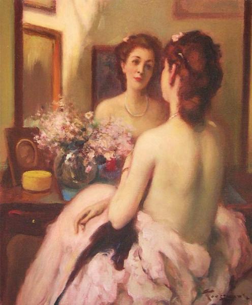 Woman At The Mirror by Fernand Toussaint