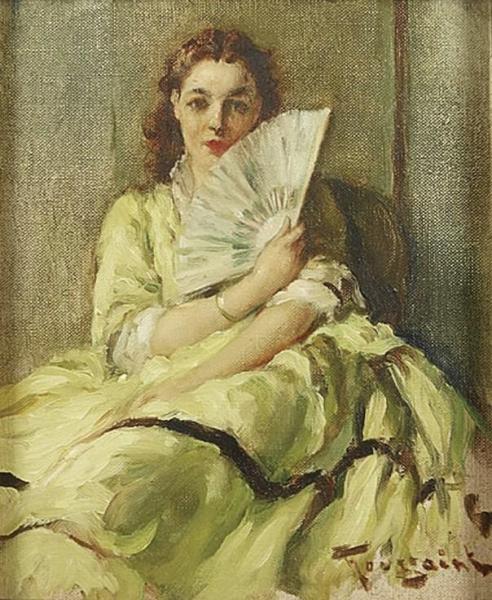 Woman With A Fan by Fernand Toussaint