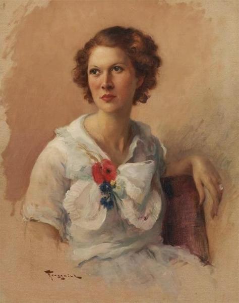 Young Woman With A Rose by Fernand Toussaint