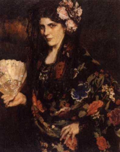 Mujer Con Abanico by Fernando Álvarez De Sotomayor