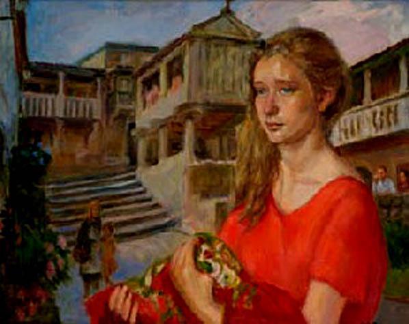 Mujer Con Vestido Rojo by Fernando Álvarez De Sotomayor