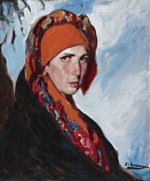 Fernando Álvarez De Sotomayor Woman With Red Scarf (mujer Con PaÑuelo Rojo)