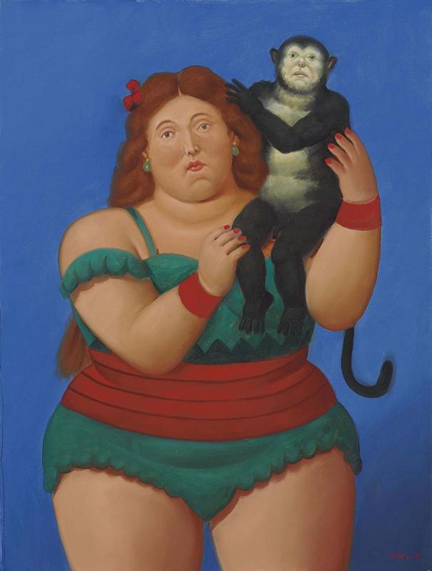 Circus Performer With Monkey, 2007 by Fernando Botero