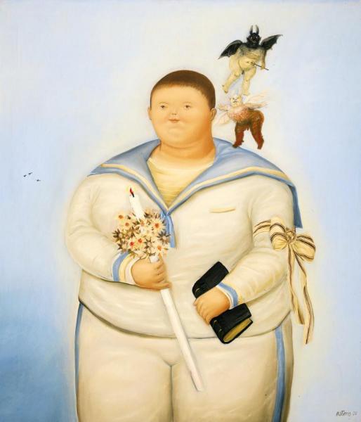 Autorretrato,el Dia De Mi Primera Comunion by Fernando Botero Oil Painting Reproductions