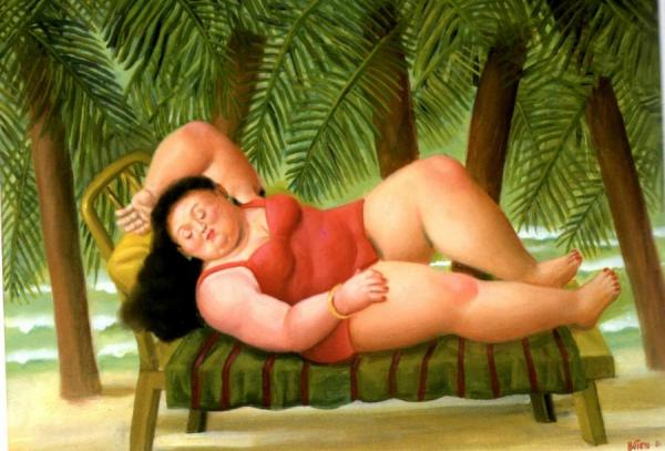 Bather On The Beach by Fernando Botero