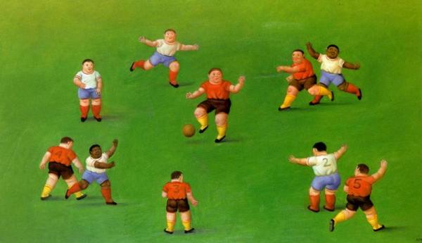 Children Playing Football by Fernando Botero