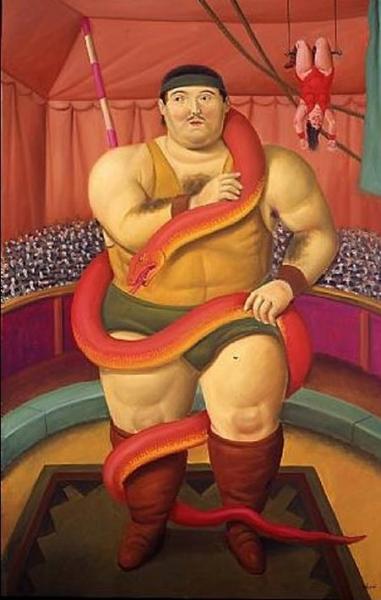 Circus Performer With Snake by Fernando Botero