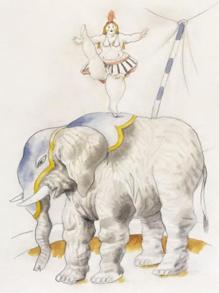 Circus Woman On An Elephant by Fernando Botero