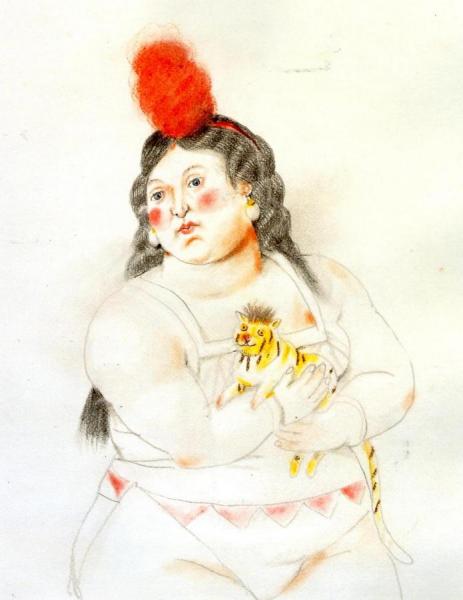 Circus Woman With A Monkey by Fernando Botero