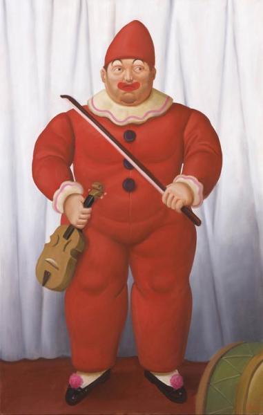 Clown With Vilolin by Fernando Botero