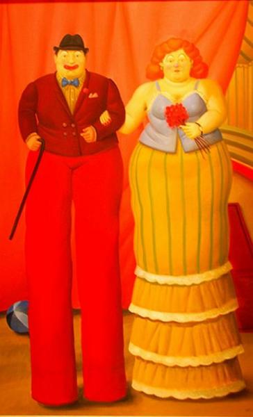 Clowns On Stilts by Fernando Botero