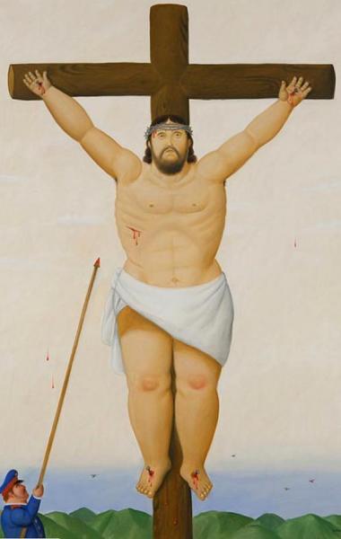 Crucifixión Con Soldado by Fernando Botero