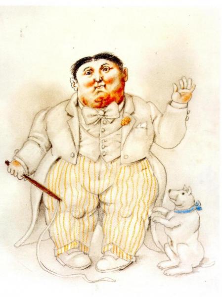 Dwarf And Dog by Fernando Botero