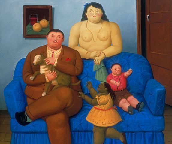 Family On A Couch by Fernando Botero