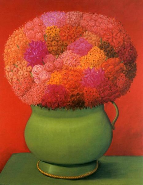 Flowers In Red by Fernando Botero