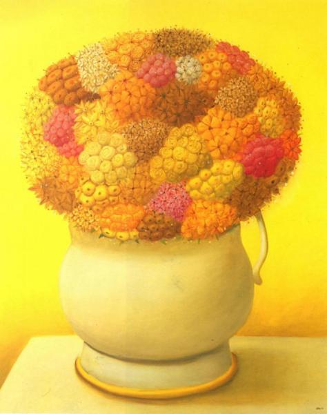 Flowers In Yellow by Fernando Botero