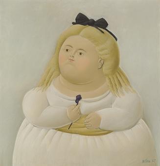 Girl With A White Dress by Fernando Botero