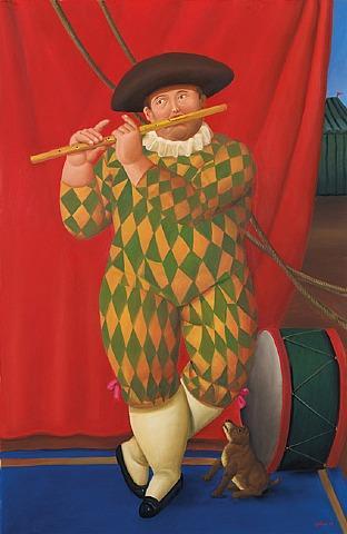 Harlequin With Flute by Fernando Botero