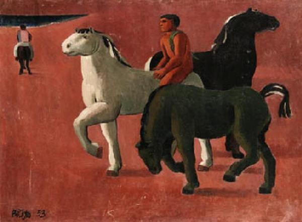 Horses On The Beach by Fernando Botero Oil Painting Reproductions