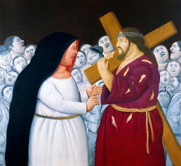 Jesus Meets His Mother by Fernando Botero