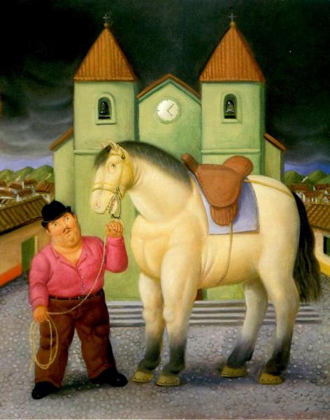Man And Horse by Fernando Botero