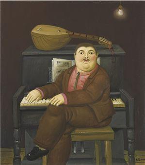 Man At The Piano by Fernando Botero