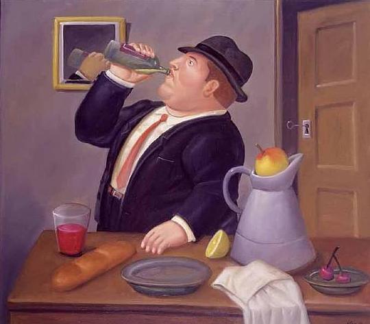 Man Drinking by Fernando Botero