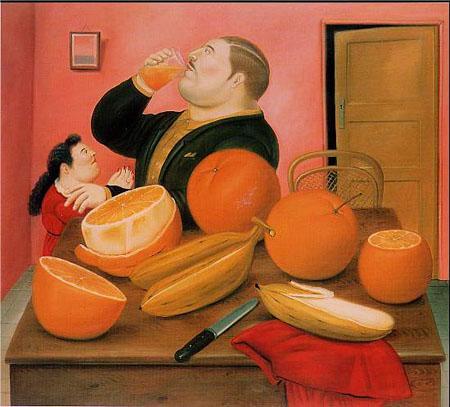 Man Drinking Orange Juice by Fernando Botero