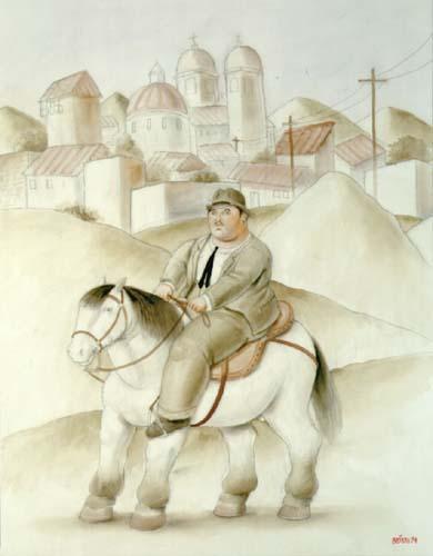 Man On Horse by Fernando Botero