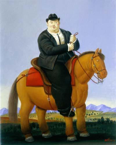 Man On Horse by Fernando Botero