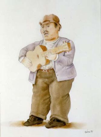 Man Playing A Guitar by Fernando Botero