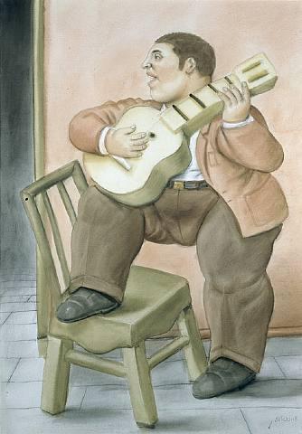 Man Playing A Guitar by Fernando Botero