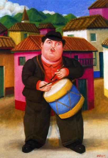 Man Playing Drum by Fernando Botero