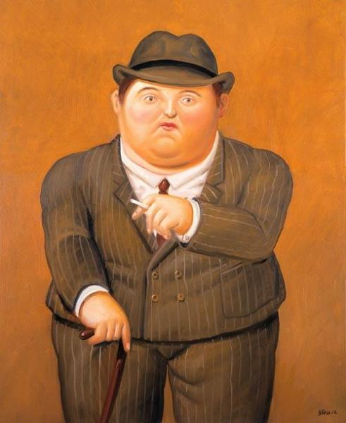 Man With Cane by Fernando Botero