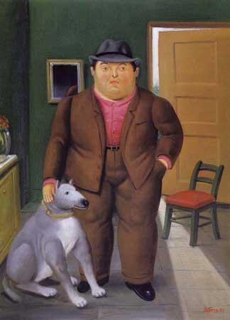 Man With Dog by Fernando Botero